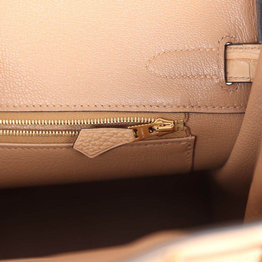 Hermes Birkin 30 Chai Matte Alligator and Togo Touch Permabrass Hardware - Image 9