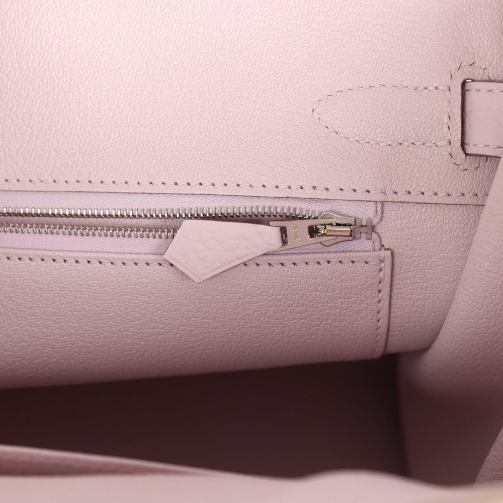 Hermes Birkin 30 Mauve Pale Clemence Palladium Hardware - Image 9