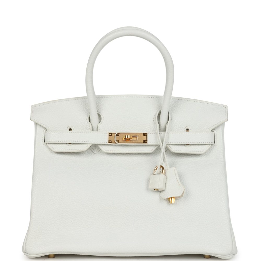 Pre-owned Hermes Birkin 30 White Clemence Gold Hardware