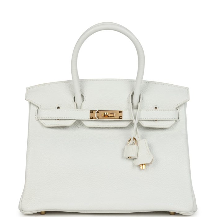 Pre-owned Hermes Birkin 30 White Clemence Gold Hardware