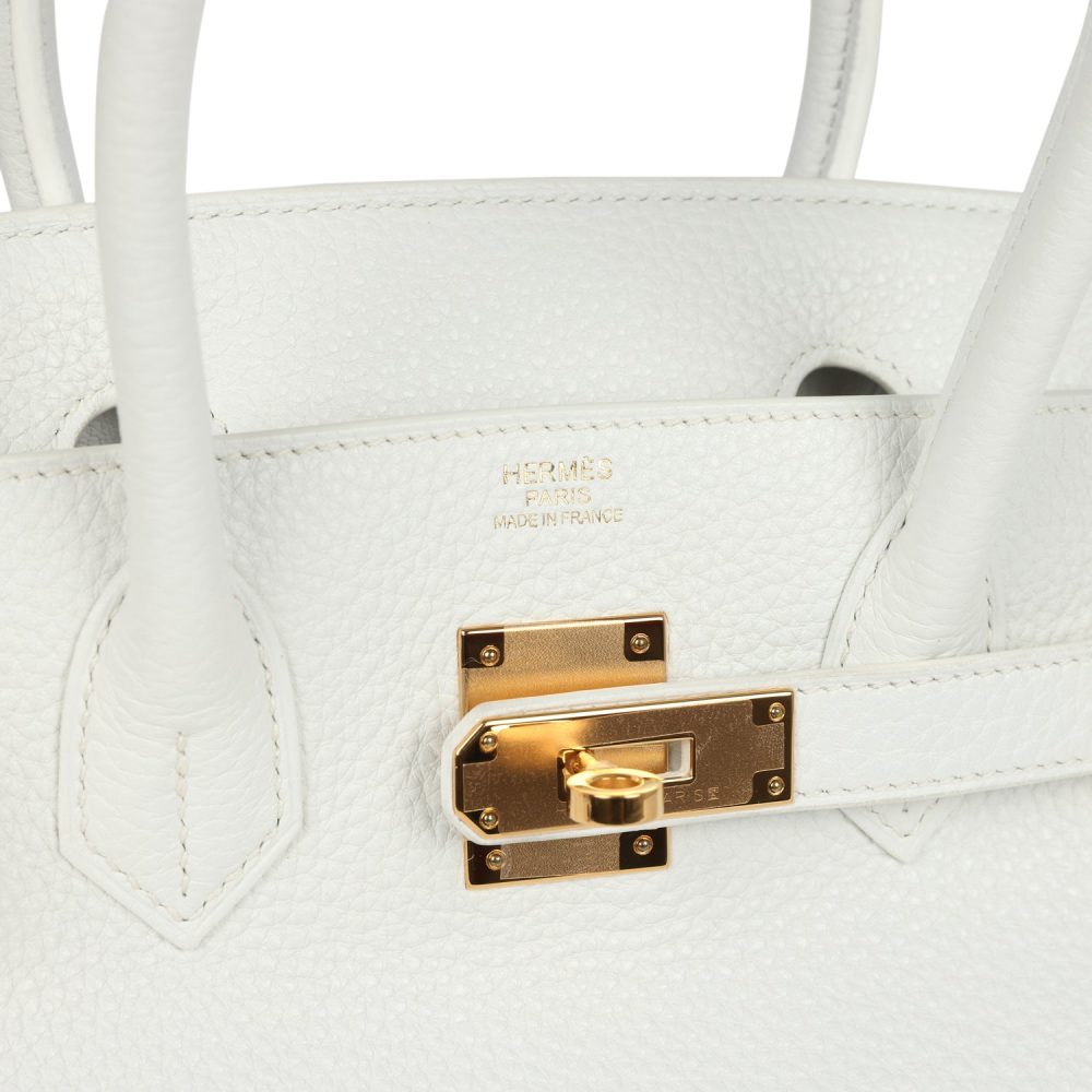 Pre-owned Hermes Birkin 30 White Clemence Gold Hardware - Image 7