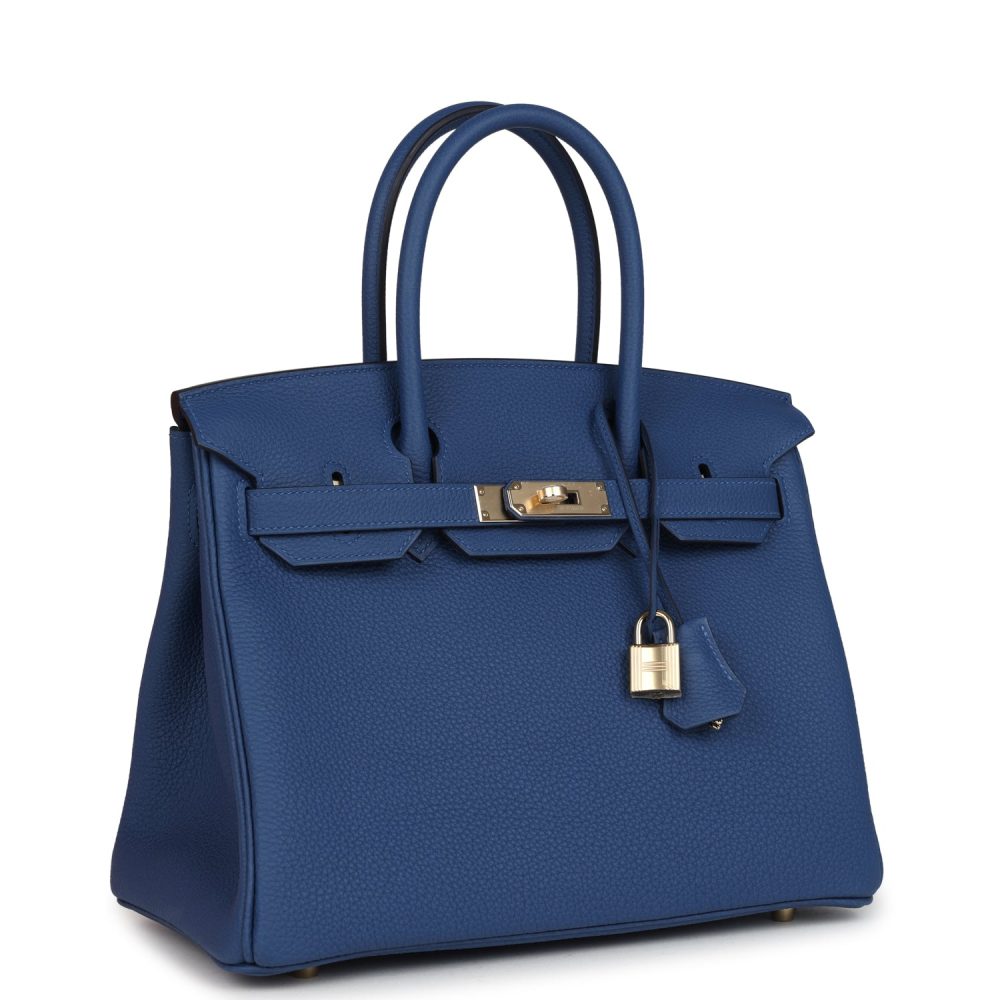 Hermes Birkin 30 Bleu Tie Togo Permabrass Hardware - Image 2
