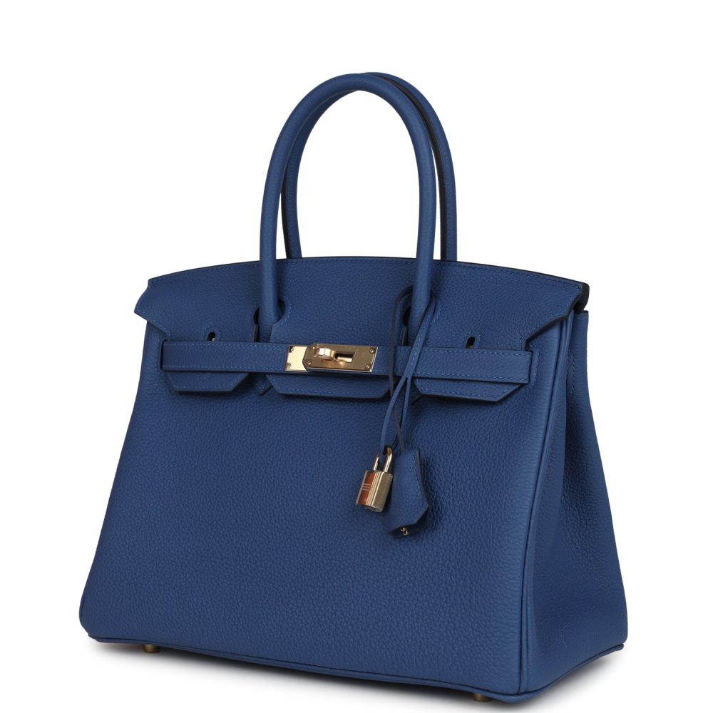 Hermes Birkin 30 Bleu Tie Togo Permabrass Hardware - Image 5