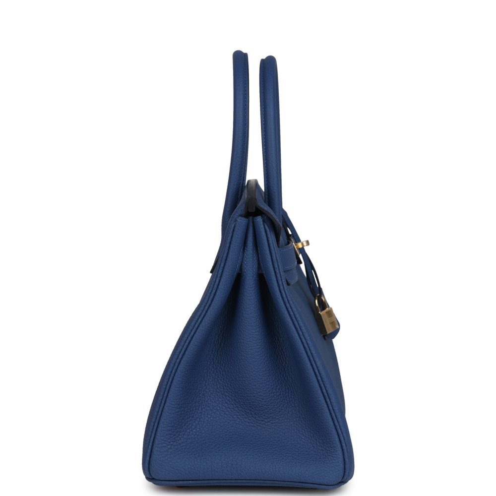 Hermes Birkin 30 Bleu Tie Togo Permabrass Hardware - Image 3