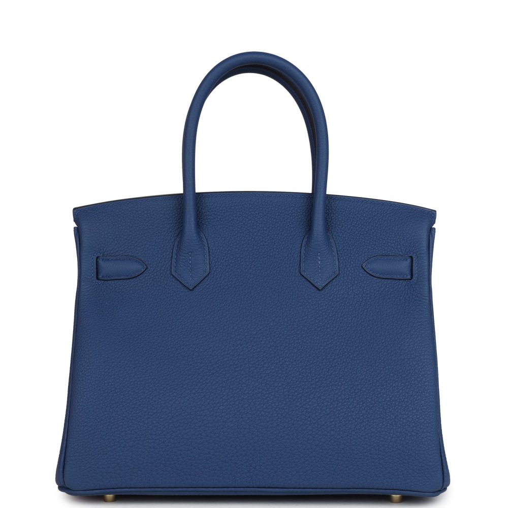 Hermes Birkin 30 Bleu Tie Togo Permabrass Hardware - Image 4