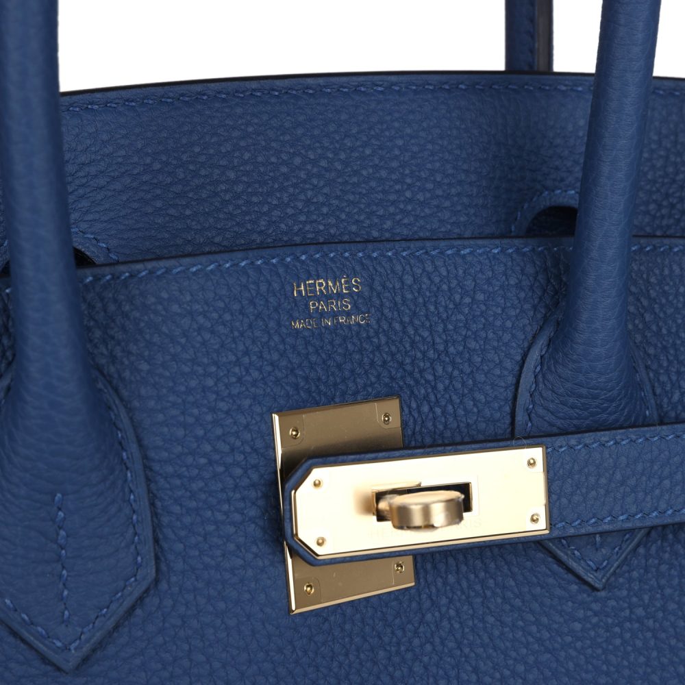 Hermes Birkin 30 Bleu Tie Togo Permabrass Hardware - Image 7