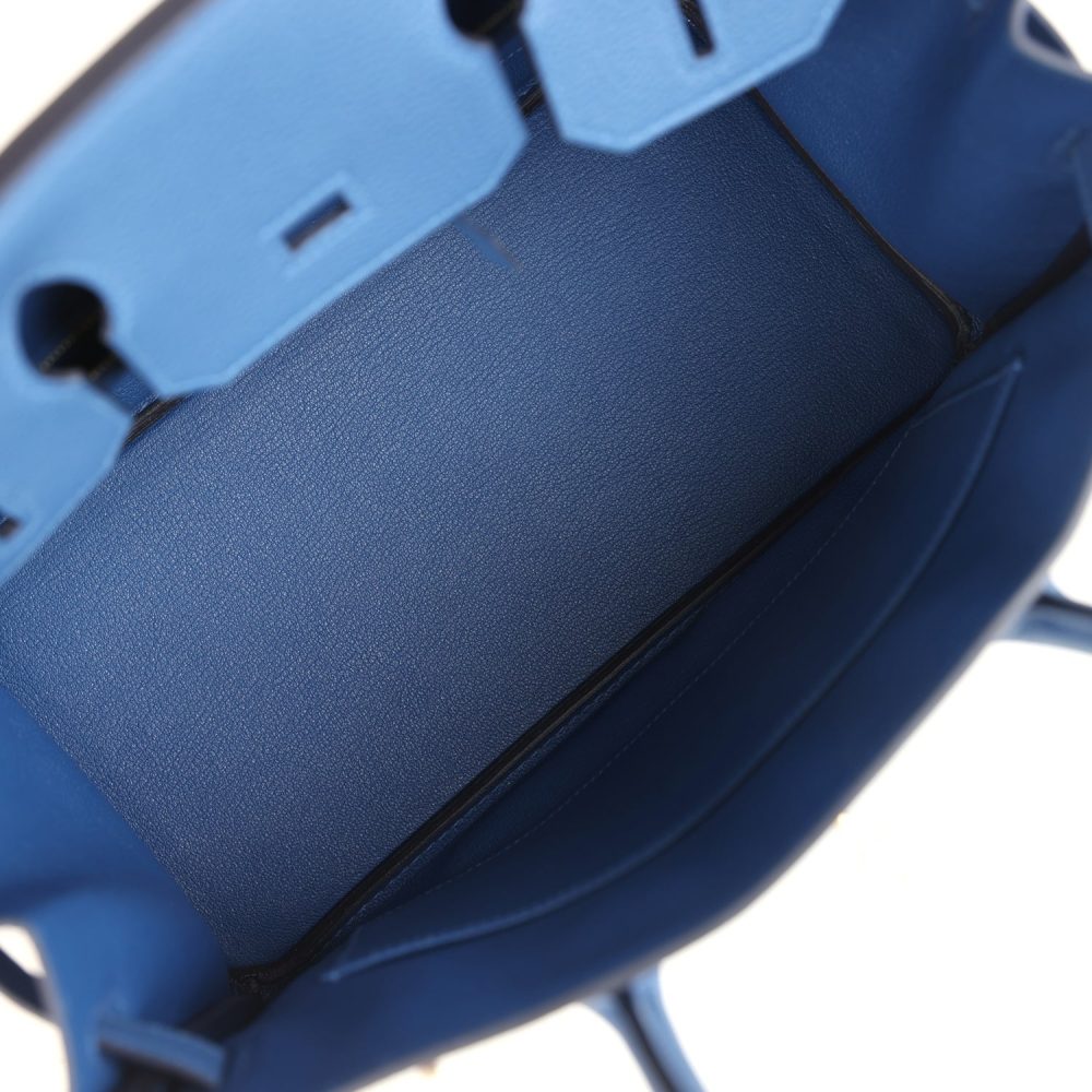 Hermes Birkin 30 Bleu Tie Togo Permabrass Hardware - Image 8