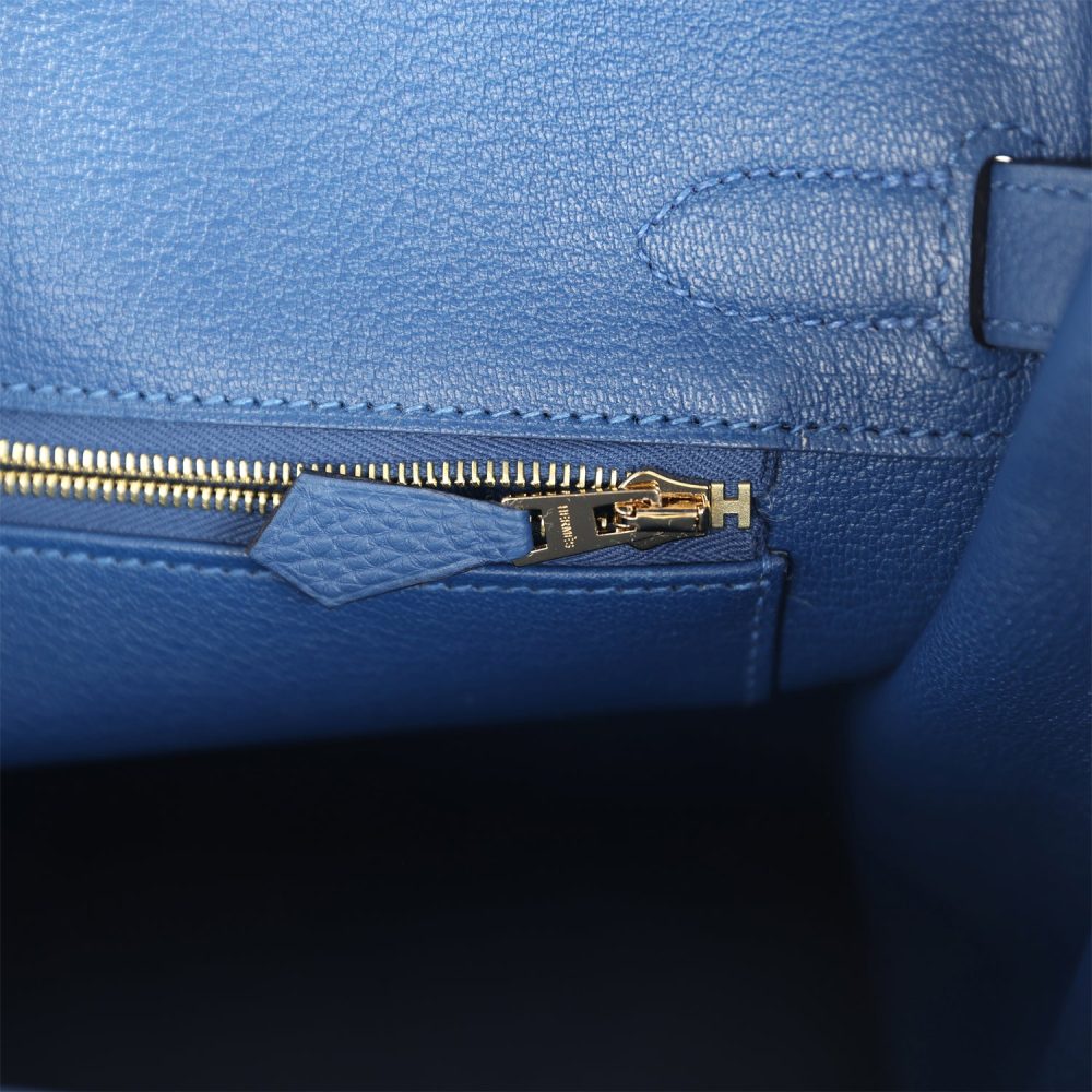 Hermes Birkin 30 Bleu Tie Togo Permabrass Hardware - Image 9