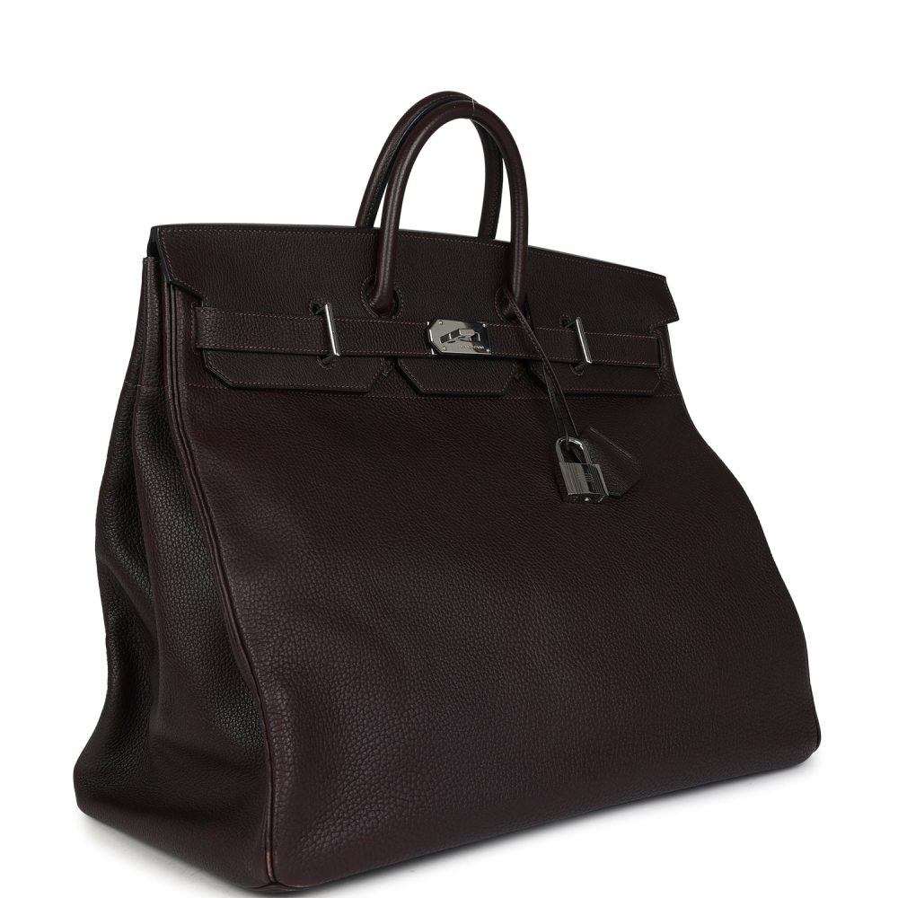 Vintage Hermes Birkin HAC 50 Maroon Fonce Fjord Palladium Hardware - Image 2