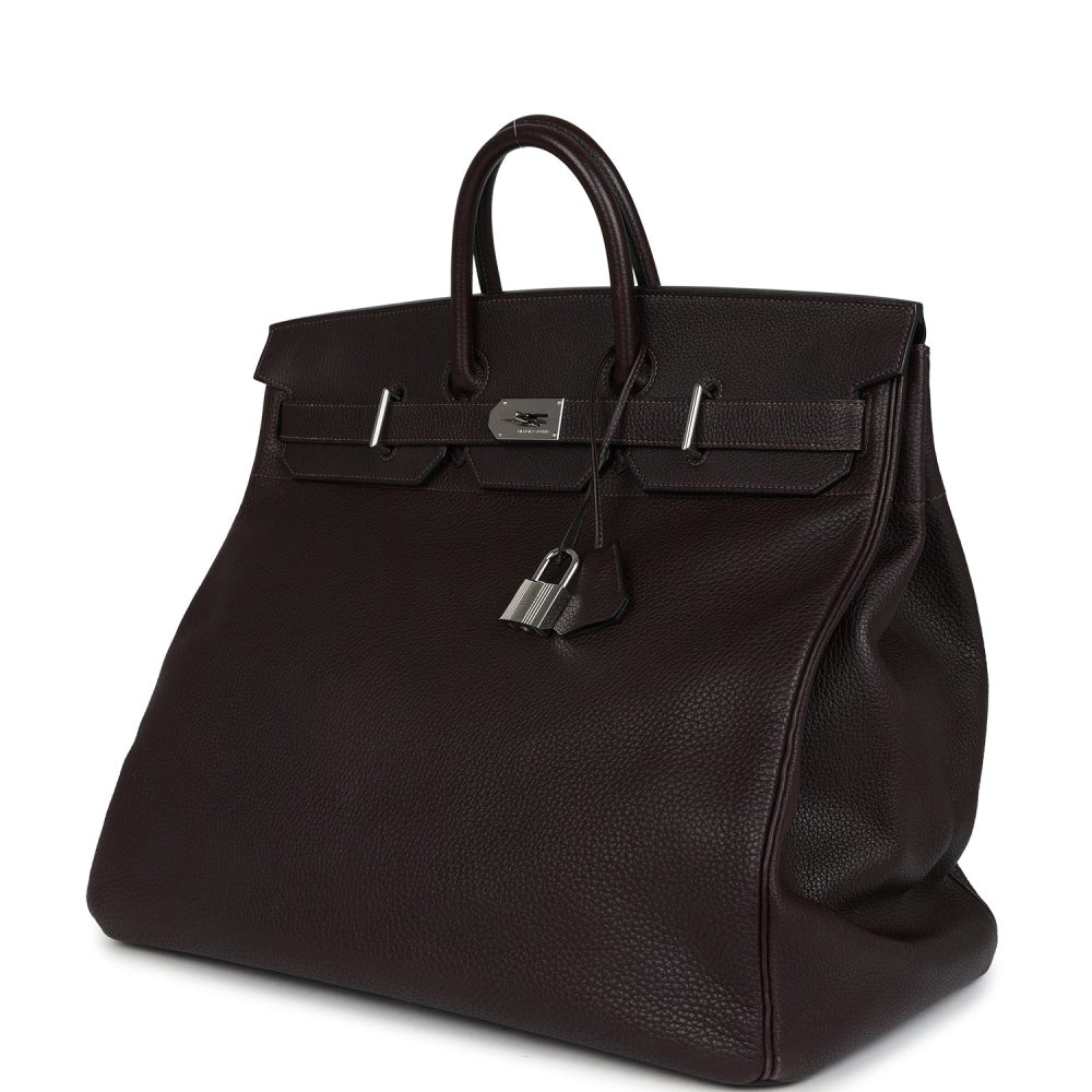 Vintage Hermes Birkin HAC 50 Maroon Fonce Fjord Palladium Hardware - Image 5