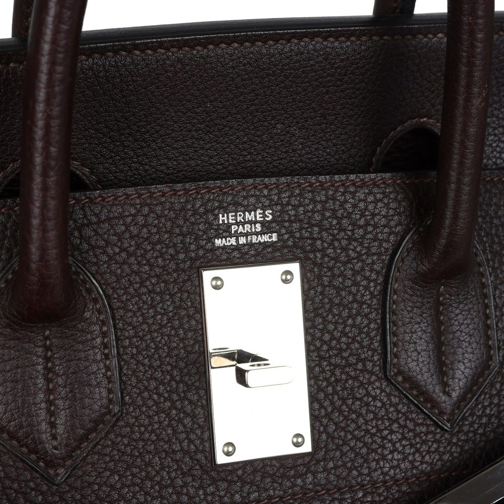 Vintage Hermes Birkin HAC 50 Maroon Fonce Fjord Palladium Hardware - Image 7