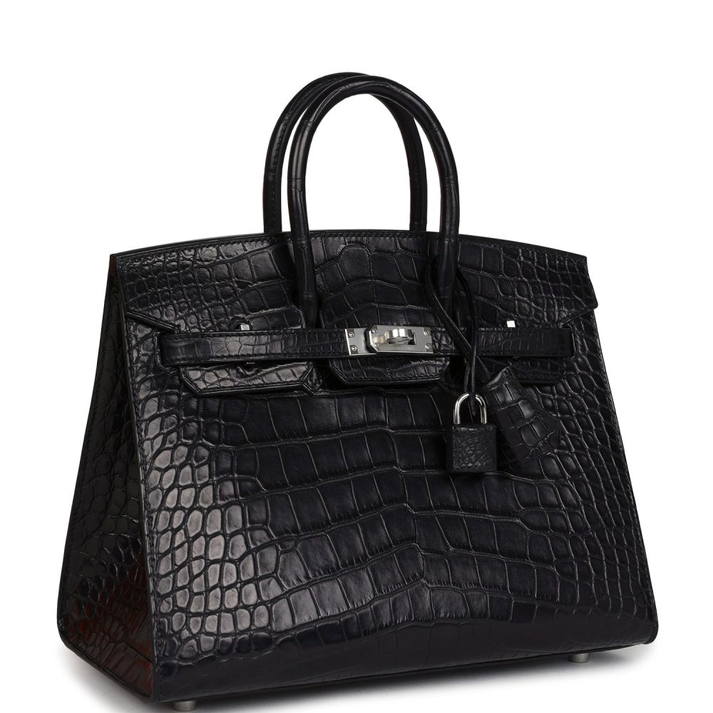 Hermes Birkin Sellier 25 Black Matte Alligator Palladium Hardware - Image 2