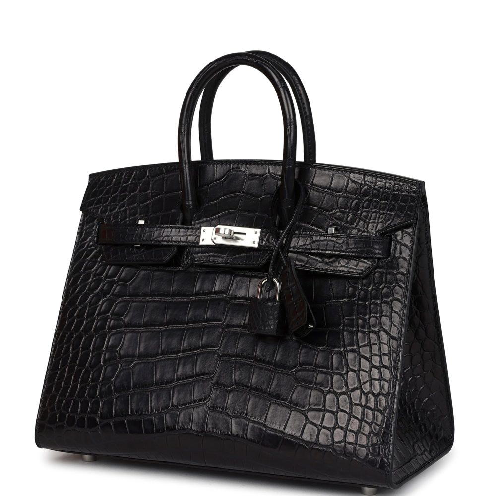 Hermes Birkin Sellier 25 Black Matte Alligator Palladium Hardware - Image 5