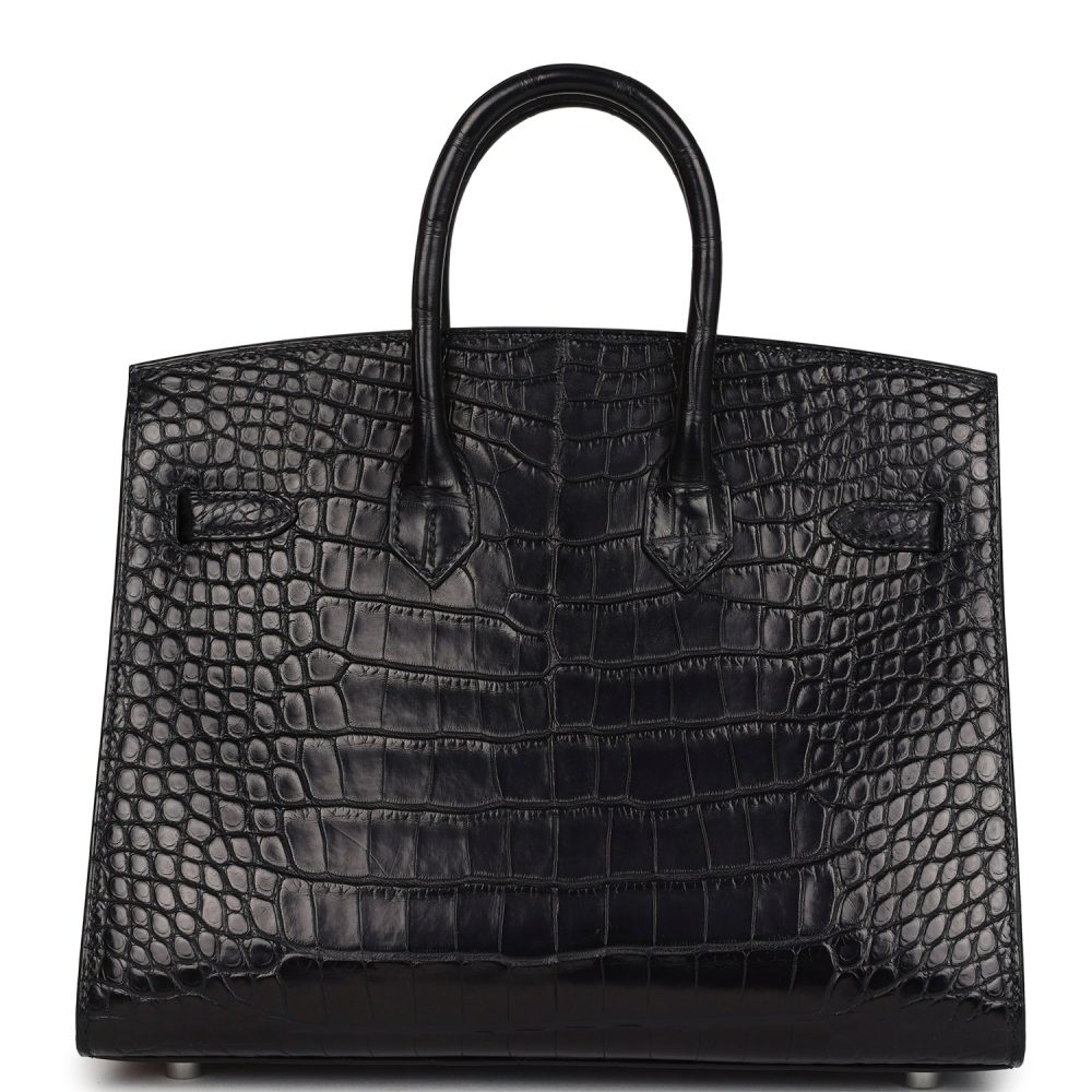 Hermes Birkin Sellier 25 Black Matte Alligator Palladium Hardware - Image 4