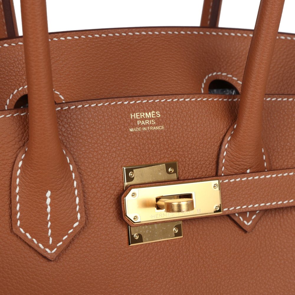 Hermes Shoulder Birkin Light 29 Gold Evercolor Gold Hardware - Image 7