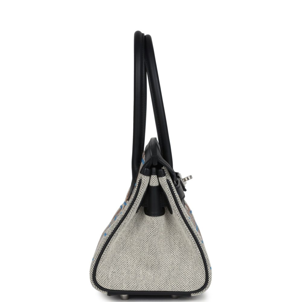 Hermes Shoulder Birkin Light 29 Multicolor Toile and Black Swift Palladium Hardware - Image 3