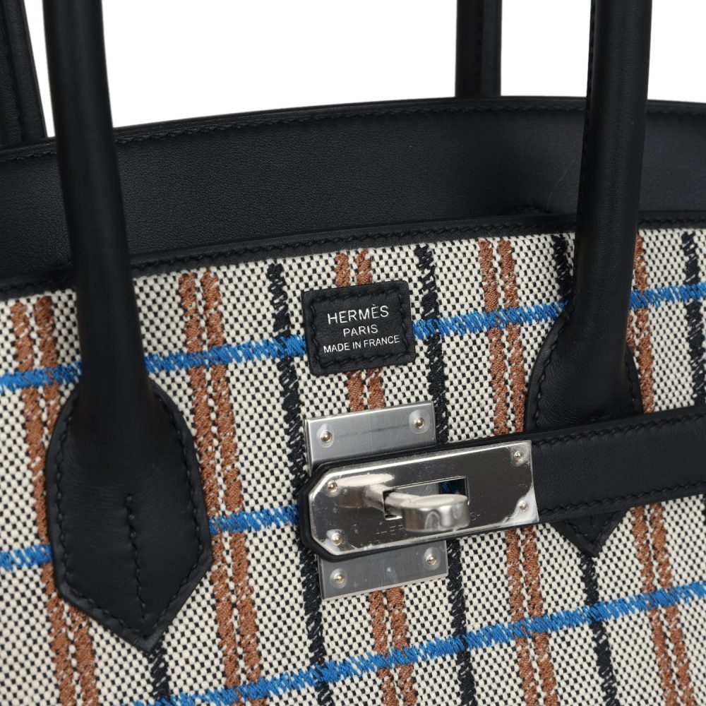 Hermes Shoulder Birkin Light 29 Multicolor Toile and Black Swift Palladium Hardware - Image 7