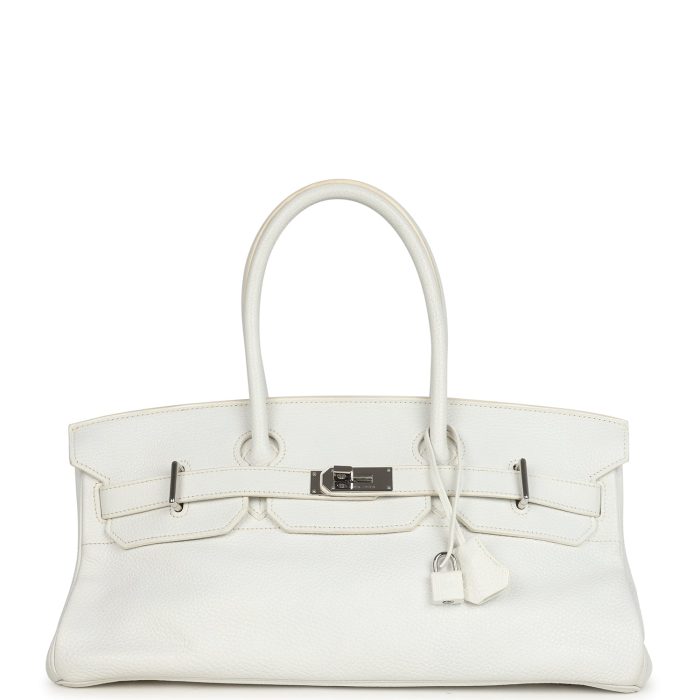 Vintage Hermes Shoulder Birkin 42 JPG White Clemence Palladium Hardware