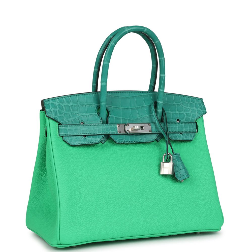 Hermes Birkin 30 Vert Comics Togo and Vert Jade Niloticus Crocodile Touch Palladium Hardware - Image 2
