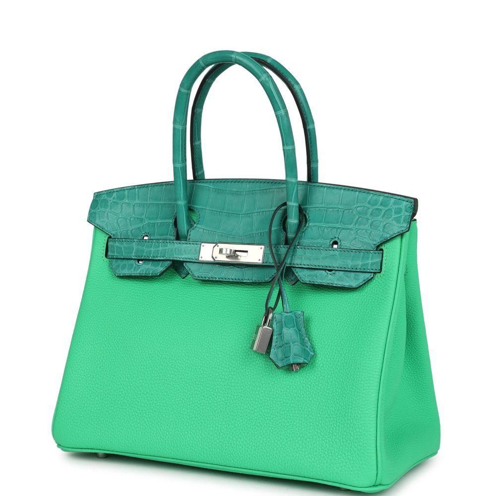 Hermes Birkin 30 Vert Comics Togo and Vert Jade Niloticus Crocodile Touch Palladium Hardware - Image 5