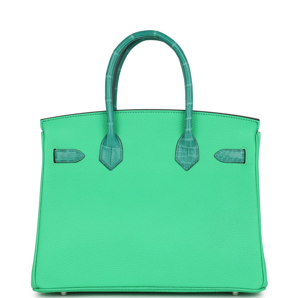 Hermes Birkin 30 Vert Comics Togo and Vert Jade Niloticus Crocodile Touch Palladium Hardware - Image 4