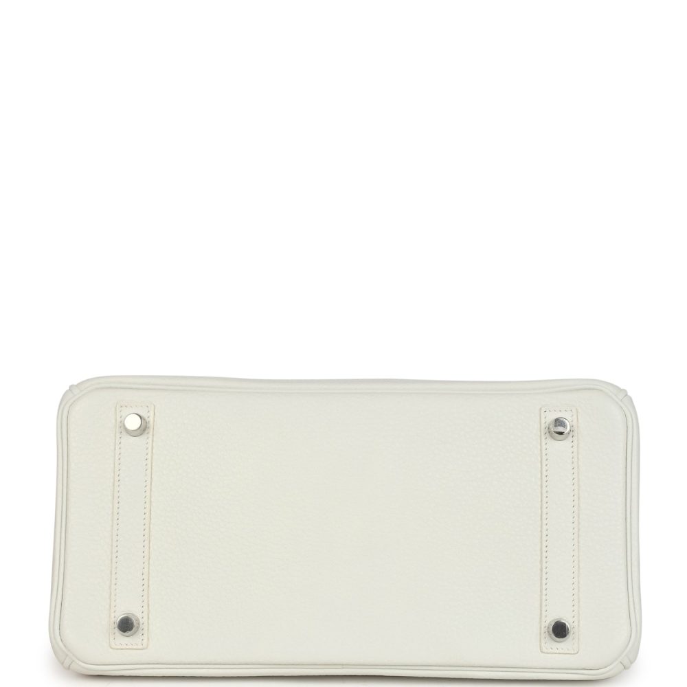 Pre-owned Hermes Birkin 30 White Clemence Palladium Hardware - Image 6