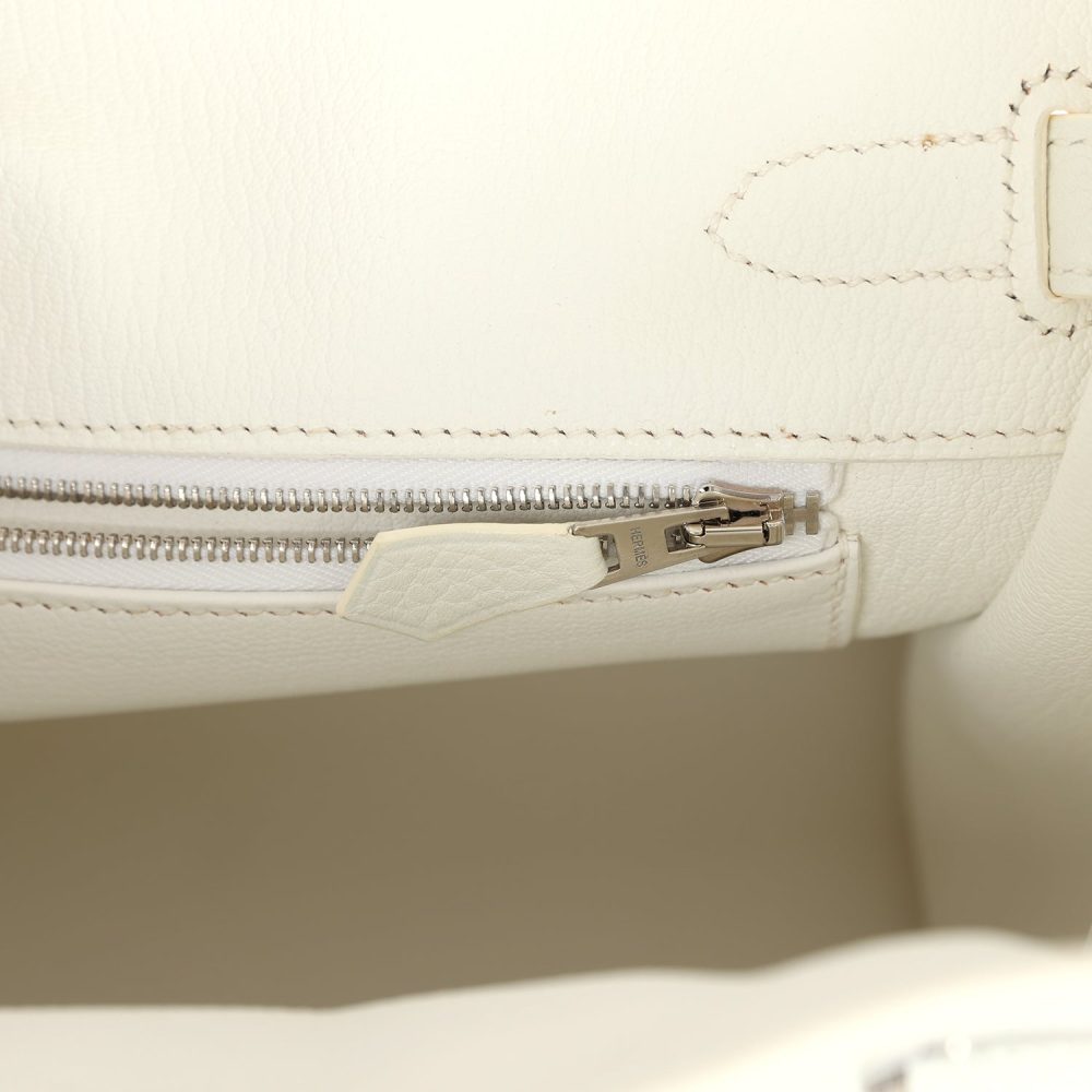 Pre-owned Hermes Birkin 30 White Clemence Palladium Hardware - Image 9