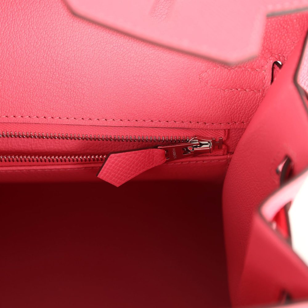 Hermes Birkin Sellier 25 Rose Azalee Epsom Palladium Hardware - Image 9