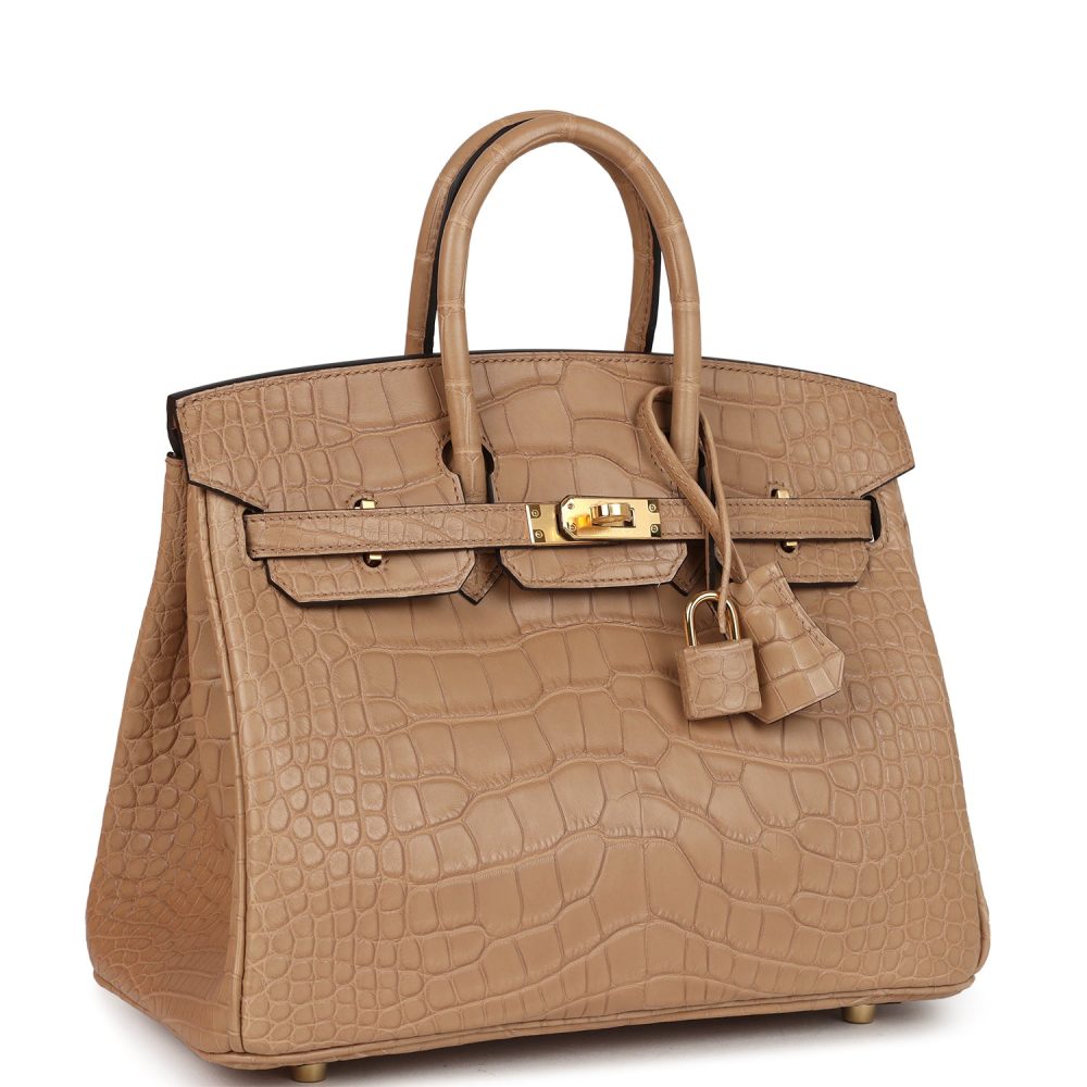 Hermes Birkin 25 Chai Matte Alligator Gold Hardware - Image 2