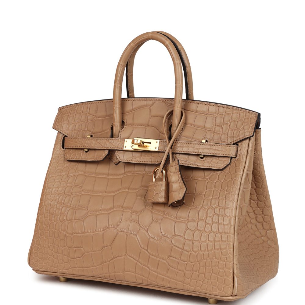 Hermes Birkin 25 Chai Matte Alligator Gold Hardware - Image 5