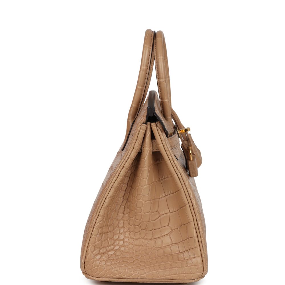 Hermes Birkin 25 Chai Matte Alligator Gold Hardware - Image 3