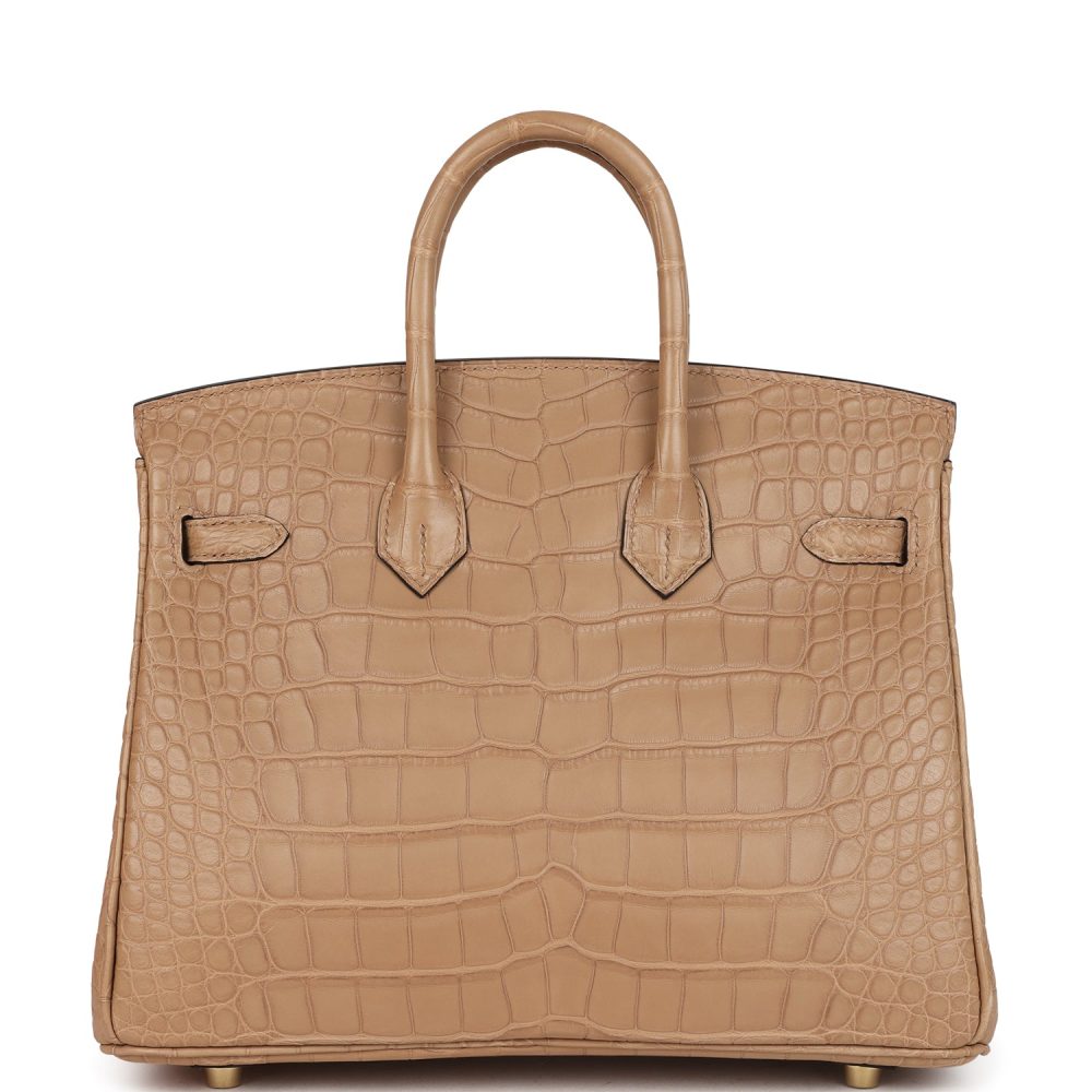 Hermes Birkin 25 Chai Matte Alligator Gold Hardware - Image 4