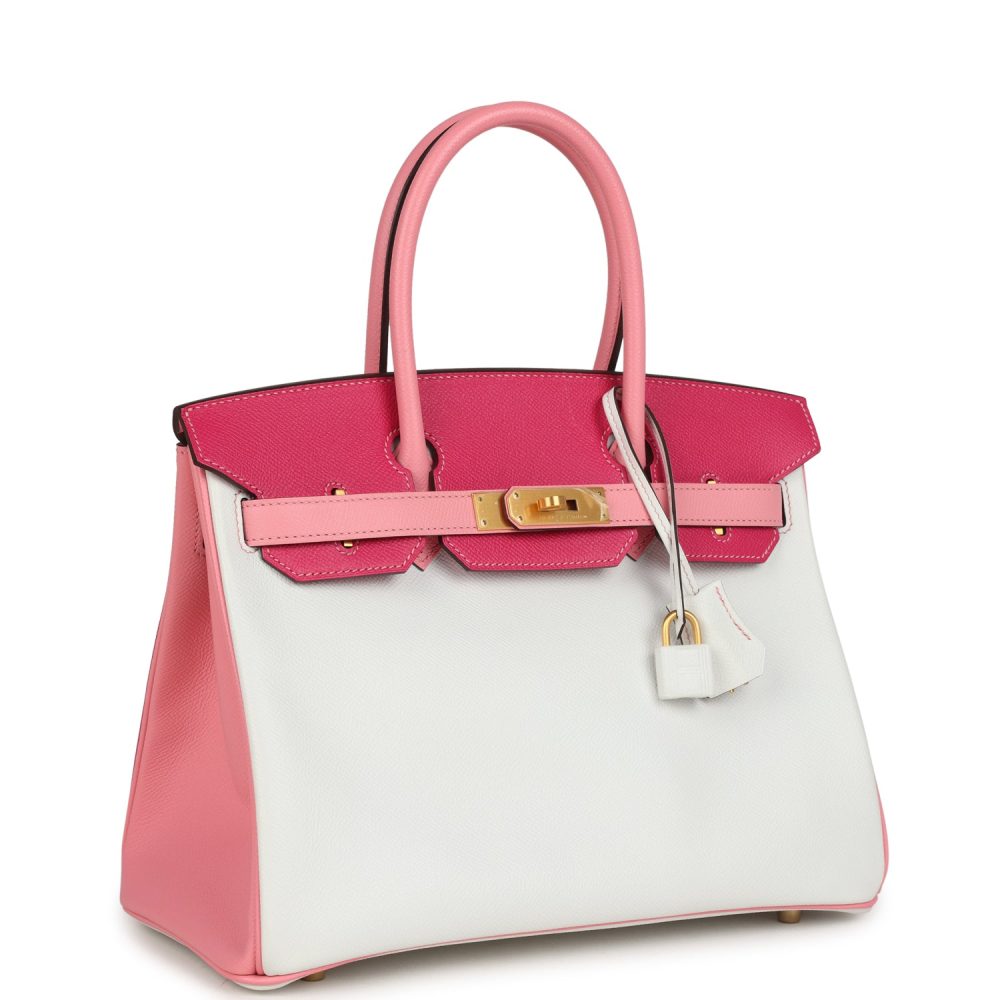 Pre-owned Hermes Special Order (HSS) Birkin 30 White, Rose Confetti and Rose Tyrien Epsom Brushed Gold Hardware - Image 2