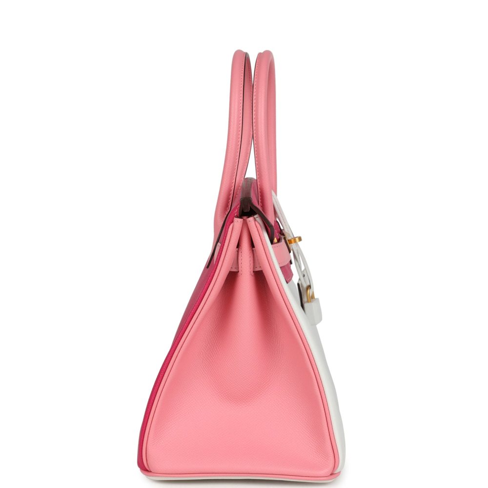 Pre-owned Hermes Special Order (HSS) Birkin 30 White, Rose Confetti and Rose Tyrien Epsom Brushed Gold Hardware - Image 3