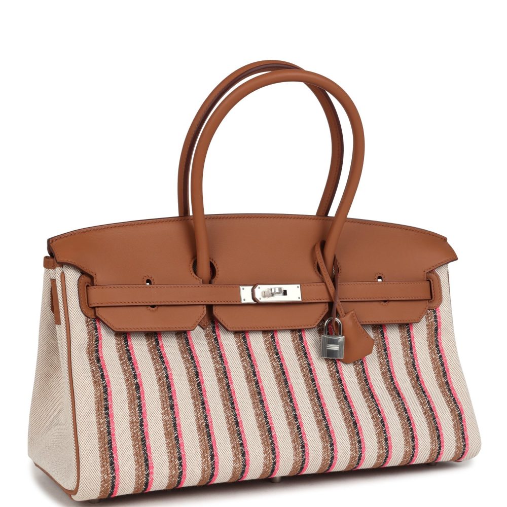 Hermes Shoulder Birkin Light 39 Multicolor Toile and Gold Swift Palladium Hardware - Image 2