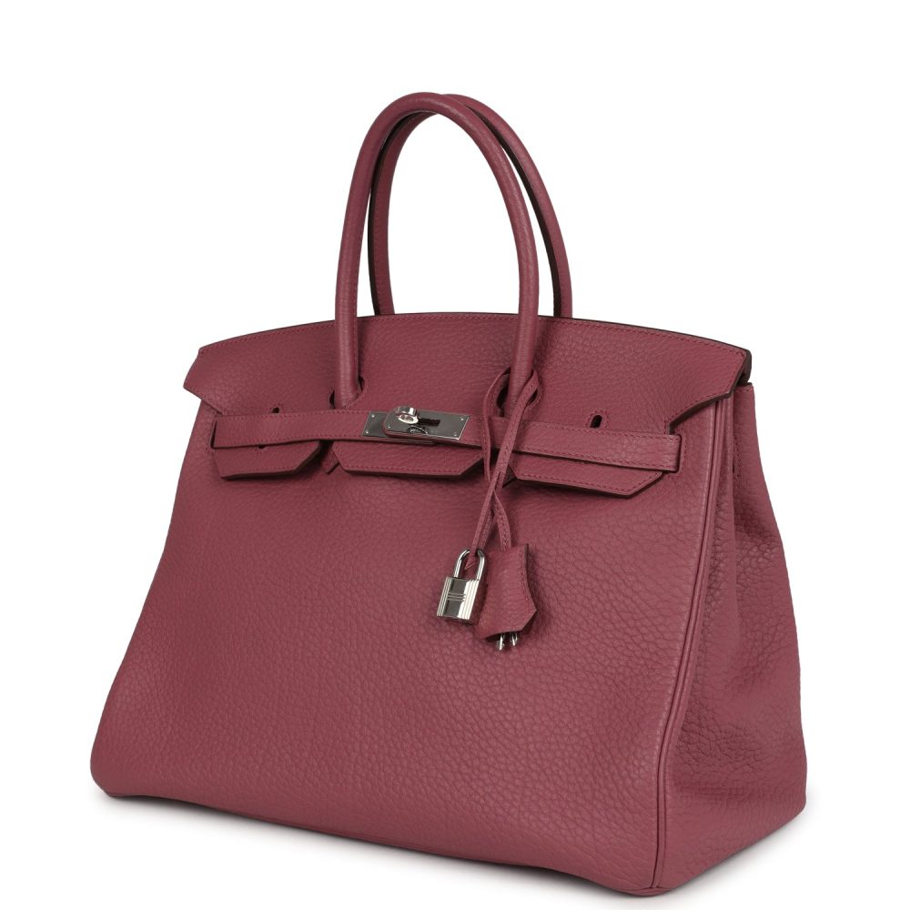 Pre-owned Hermes Birkin 35 Bois De Rose Fjord Palladium Hardware - Image 5