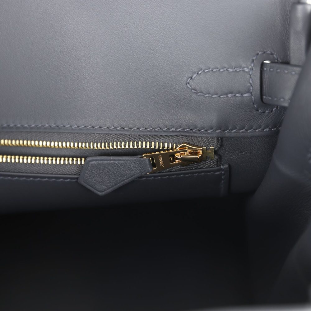 Hermes Birkin 25 Ecru and Ardoise Toile H Canvas and Ardoise Swift Gold Hardware - Image 9