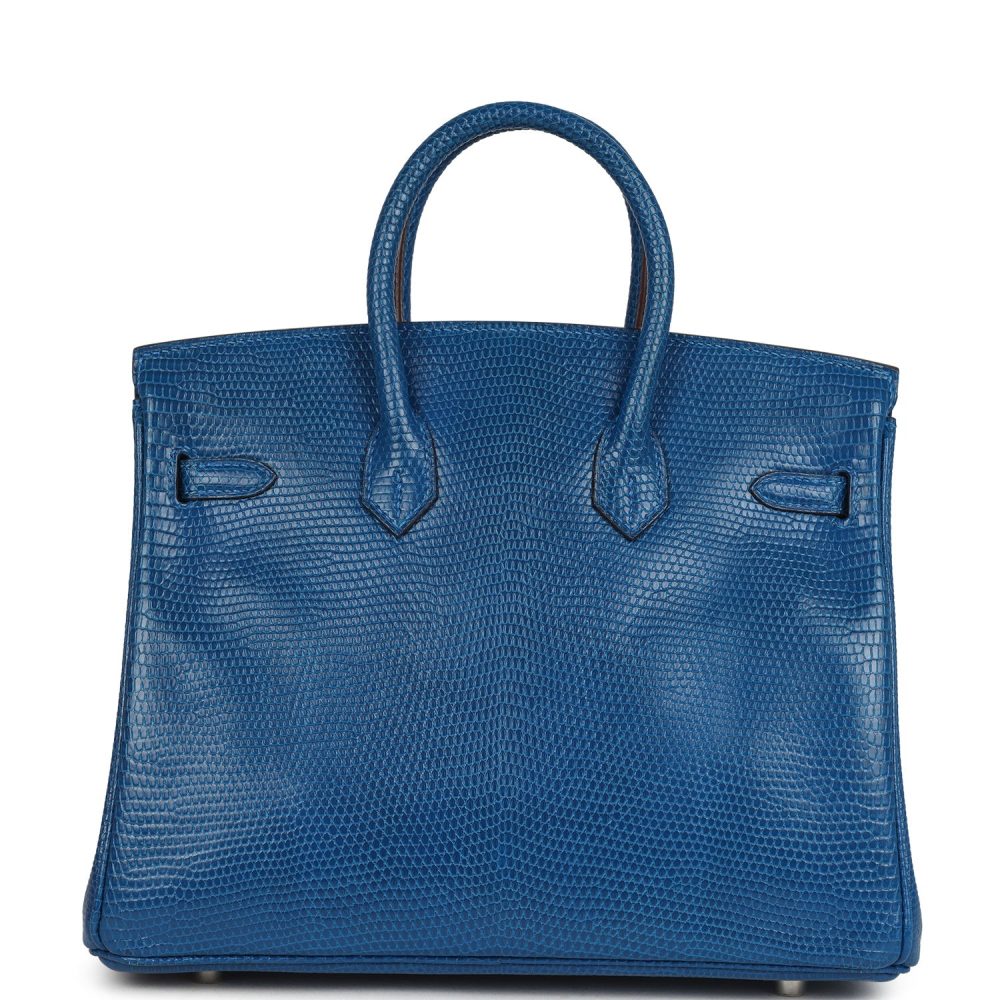 Pre-owned Hermes Birkin 25 Bleu Izmir Varanus Niloticus Lizard Palladium Hardware - Image 4