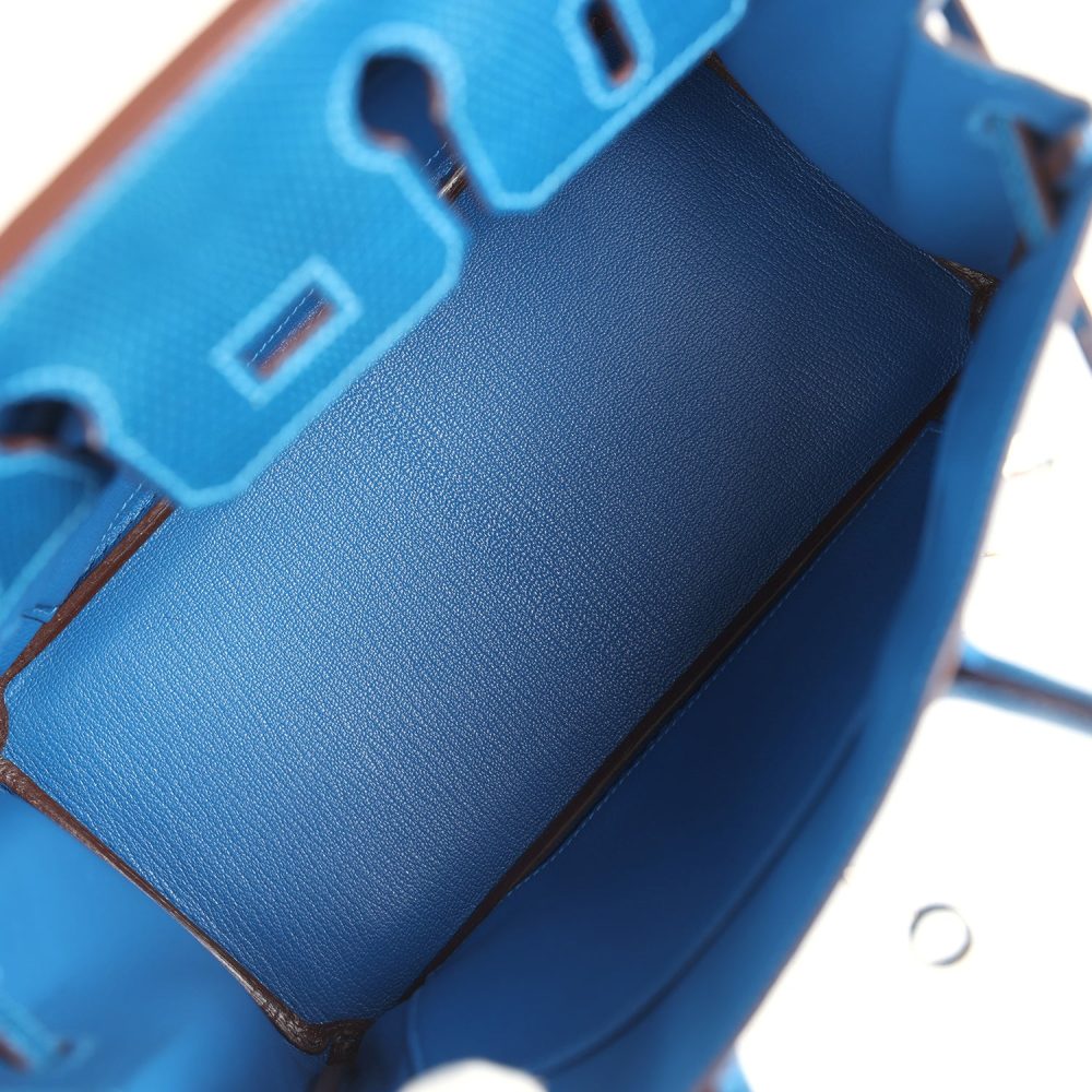 Pre-owned Hermes Birkin 25 Bleu Izmir Varanus Niloticus Lizard Palladium Hardware - Image 8