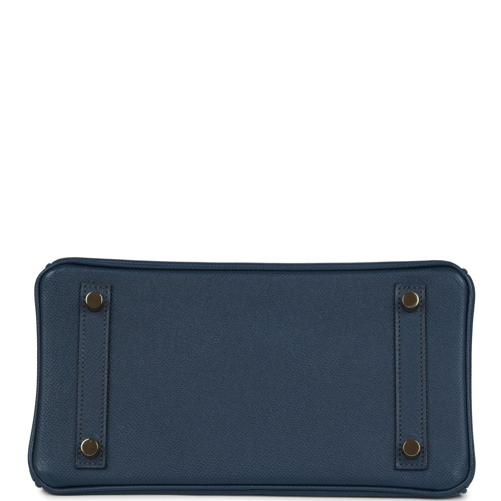 Pre-owned Hermes Birkin 25 Tri-color Bleu De Prusse, Bleu Indigo and Black Epsom Gold Hardware - Image 6
