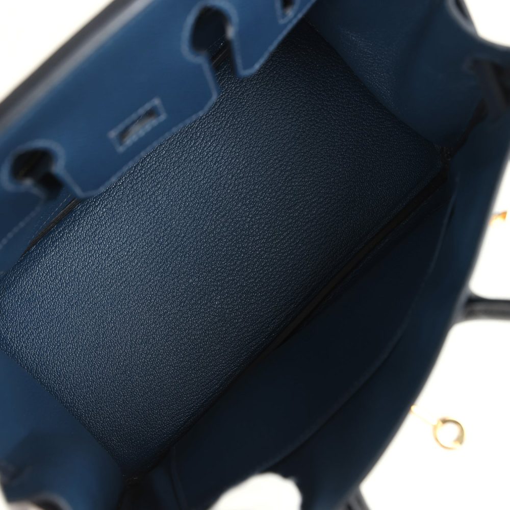 Pre-owned Hermes Birkin 25 Tri-color Bleu De Prusse, Bleu Indigo and Black Epsom Gold Hardware - Image 8