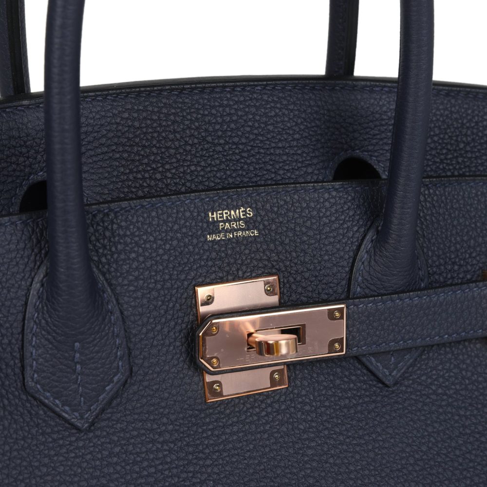 Hermes Birkin 30 Bleu Nuit Togo Rose Gold Hardware - Image 7