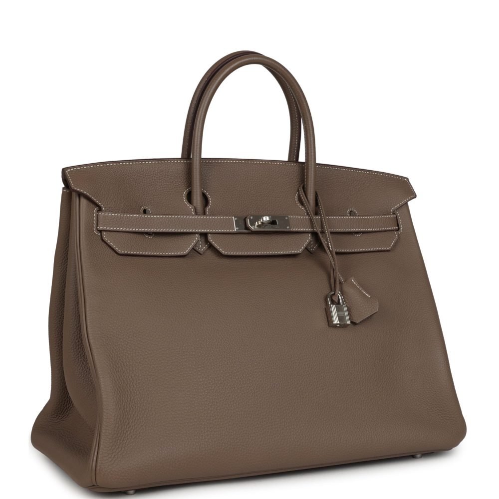 Pre-owned Hermes Birkin 40 Etoupe Togo Palladium Hardware - Image 2