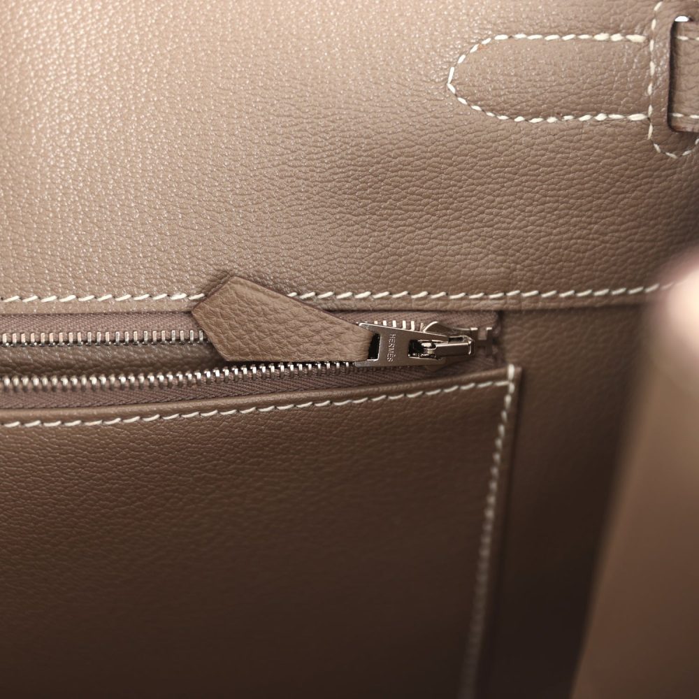 Pre-owned Hermes Birkin 40 Etoupe Togo Palladium Hardware - Image 9