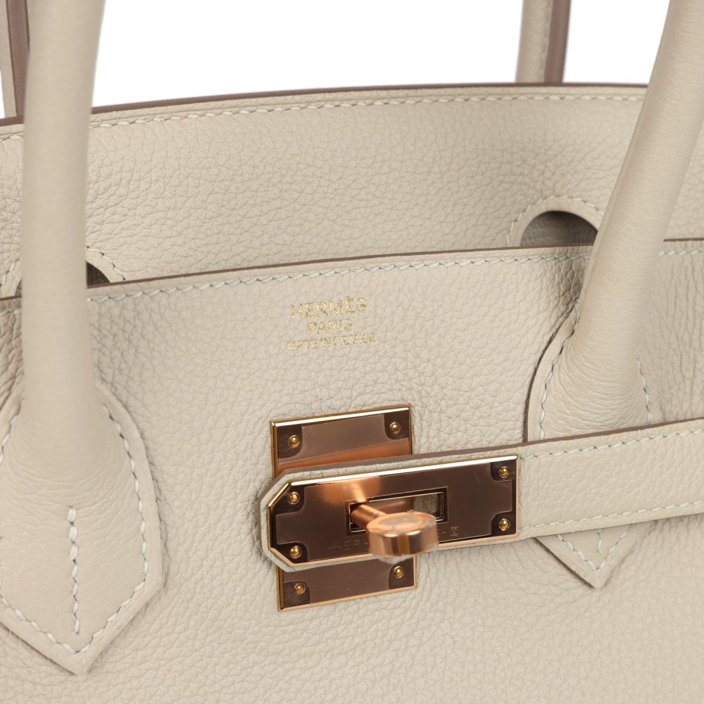 Hermes Birkin 30 Craie Togo Rose Gold Hardware - Image 7