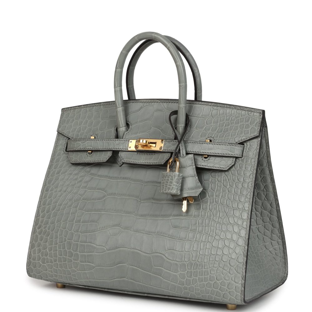 Hermes Birkin Sellier 25 Gris Ciment Matte Alligator Gold Hardware - Image 5