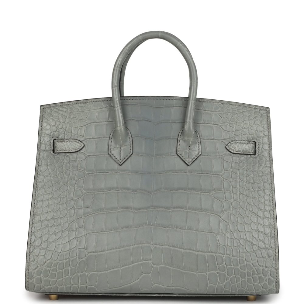 Hermes Birkin Sellier 25 Gris Ciment Matte Alligator Gold Hardware - Image 4