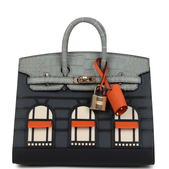 Hermes "Rainy Days" Sac Faubourg Birkin 20 Gris Misty Matte Alligator Permabrass Hardware