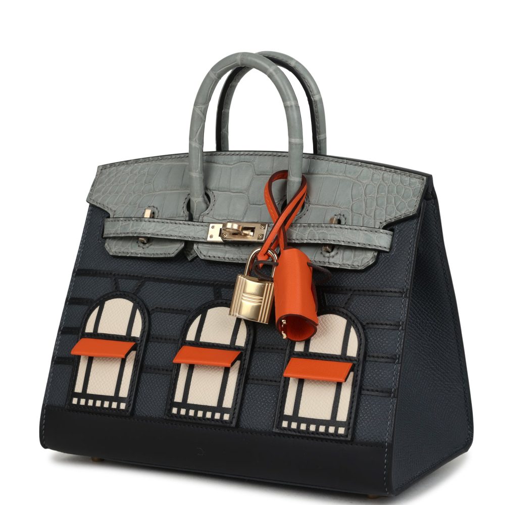 Hermes "Rainy Days" Sac Faubourg Birkin 20 Gris Misty Matte Alligator Permabrass Hardware - Image 5
