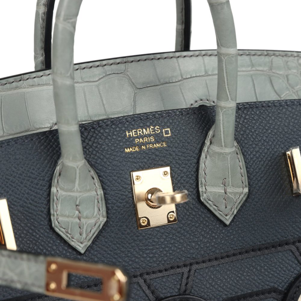 Hermes "Rainy Days" Sac Faubourg Birkin 20 Gris Misty Matte Alligator Permabrass Hardware - Image 7